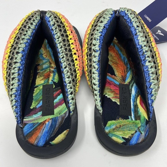 Farm Rio Black Banana Puffy Fluffy Crochet Flip Flop Sandals Womens Size‎ 6 NWT - Picture 8 of 11